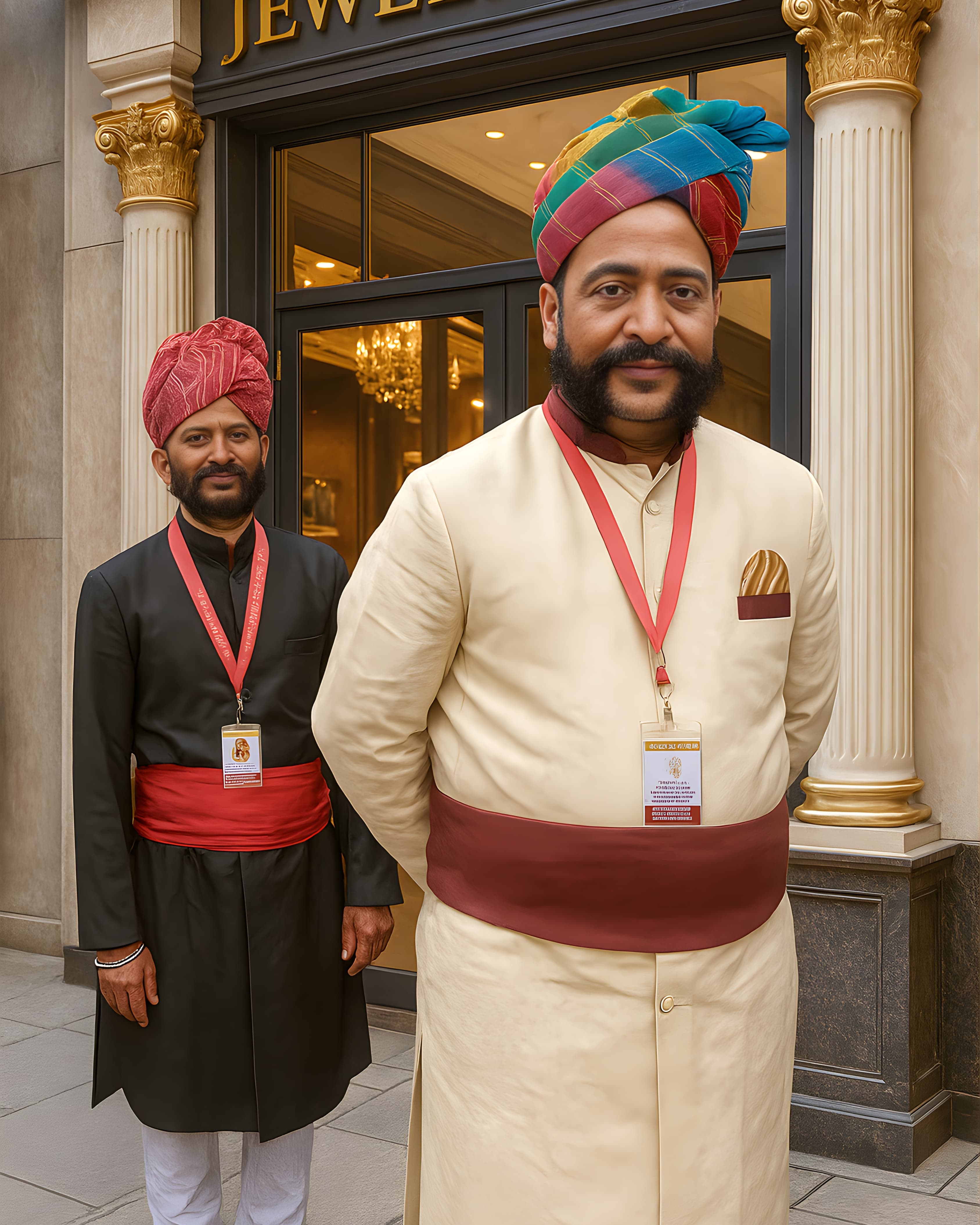 Uniformed doorman providing entrance assistance